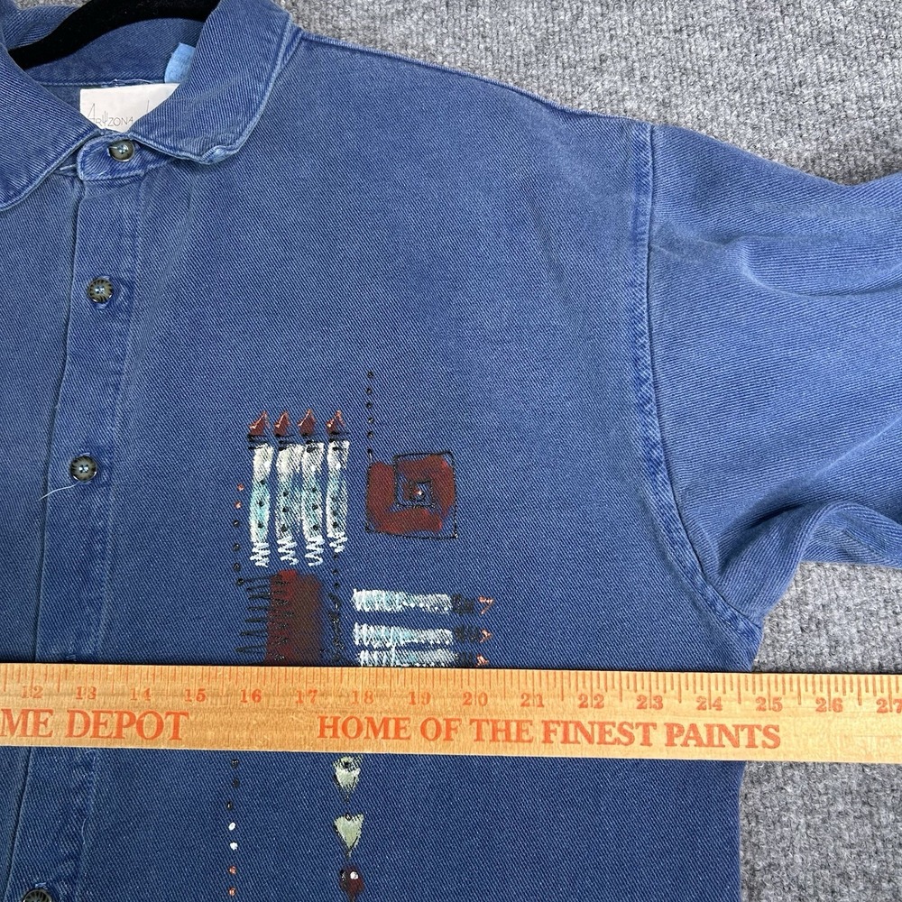 Vintage Arizona Jones Denim Button Up Shirt Size S/M Oversized Art To Wear - Picture 7 of 8